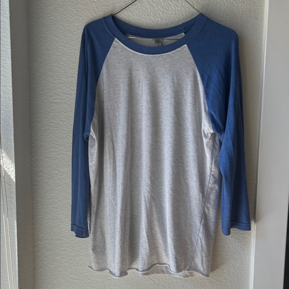 Next Level Apparel Long Sleeve Tee in Blue and Gray